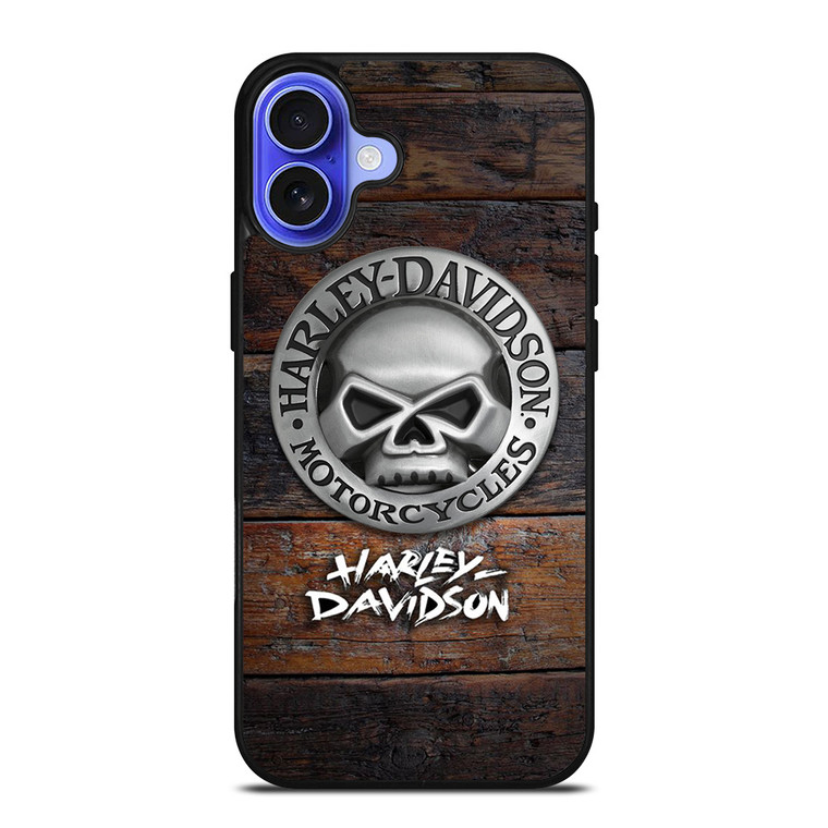 HARLEY DAVIDSON MOTORCYCLES COMPANY WOODEN LOGO iPhone 16 Case Cover HARLEY DAVIDSON MOTORCYCLES COMPANY WOODEN LOGO iPhone 16 Case Cover