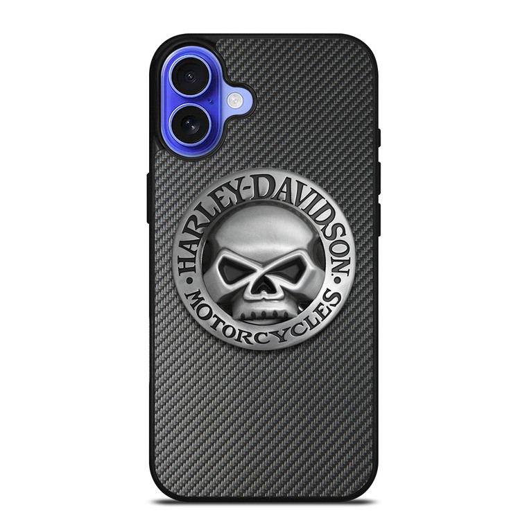 HARLEY DAVIDSON MOTORCYCLES SKULL LOGO CARBON iPhone 16 Case Cover