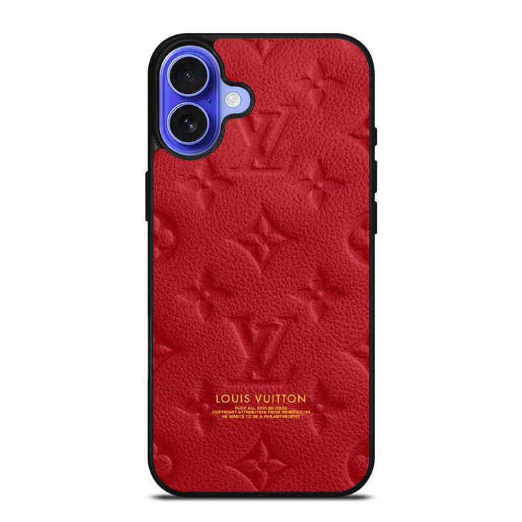 LOUIS VUITTON LV LOGO RED LEATHER iPhone 16 Case Cover LOUIS VUITTON LV LOGO RED LEATHER iPhone 16 Case Cover