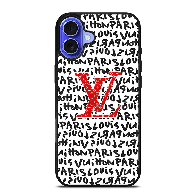 LV LOUIS VUITTON PARIS PATTERN LOGO RED WHITE iPhone 16 Case Cover