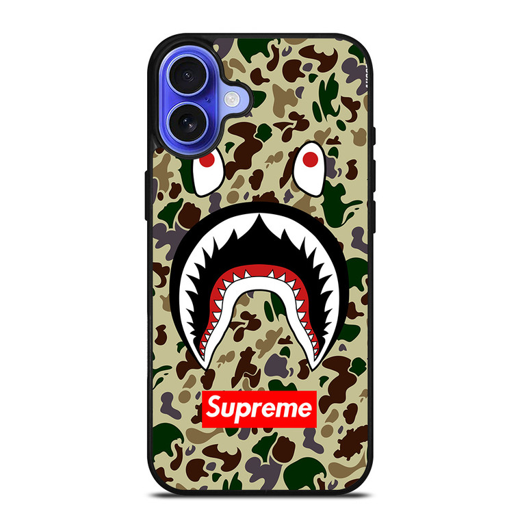 SHARK CAMO BATHING APE SUPREME iPhone 16 Case Cover