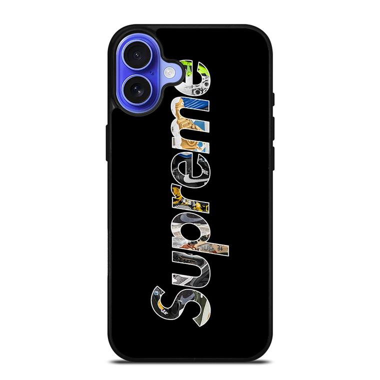 SUPREME NIKE SNEAKERS BLACK iPhone 16 Case Cover