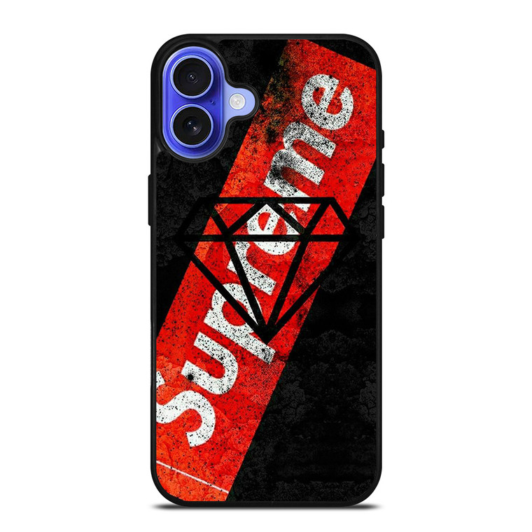 SUPREME X DIAMOND SUPPLY CO BLACK iPhone 16 Case Cover SUPREME X DIAMOND SUPPLY CO BLACK iPhone 16 Case Cover