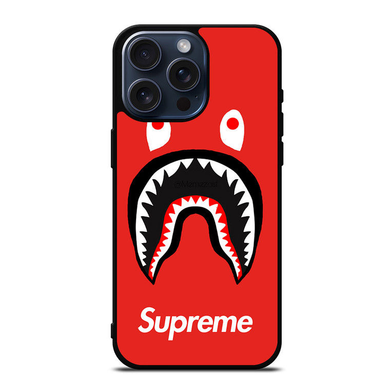 BAPE SHARK SUPREME RED iPhone 15 Pro Max Case Cover