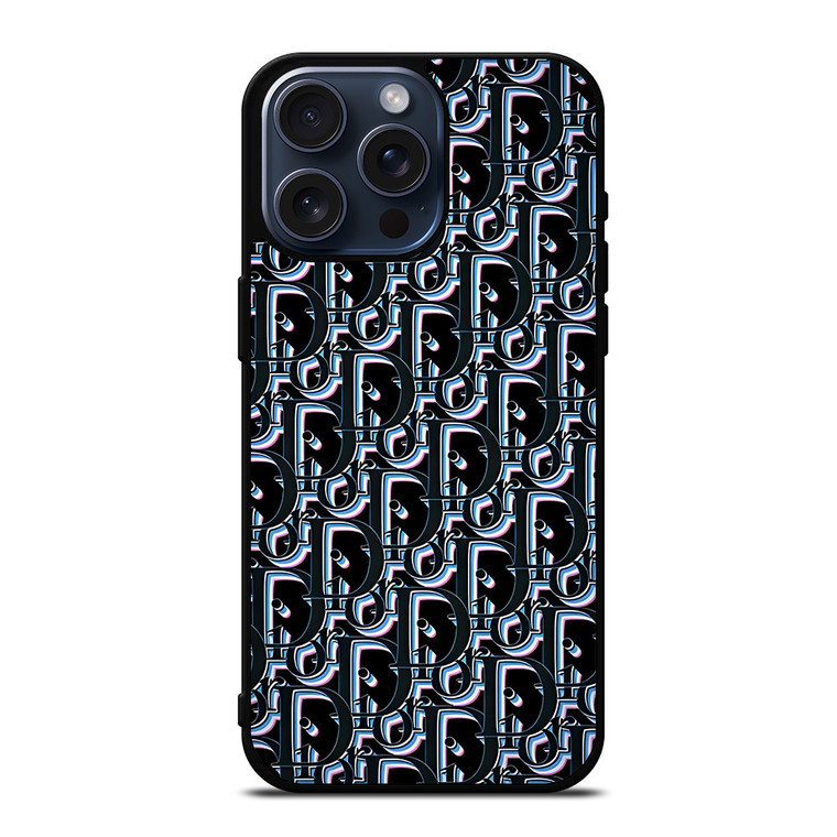 CHRISTIAN DIOR PARIS BLACK MONOGRAM iPhone 15 Pro Max Case Cover