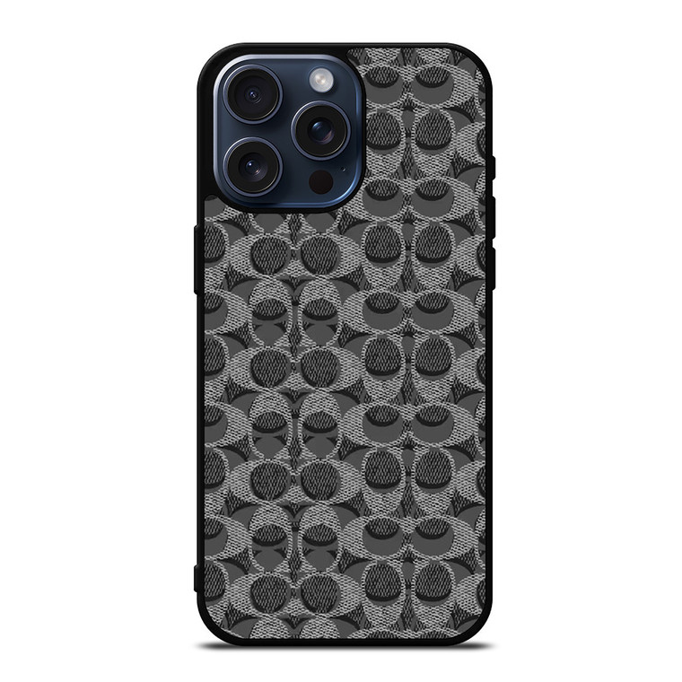 COACH BLACK GREY PATTERN LOGO iPhone 15 Pro Max Case Cover