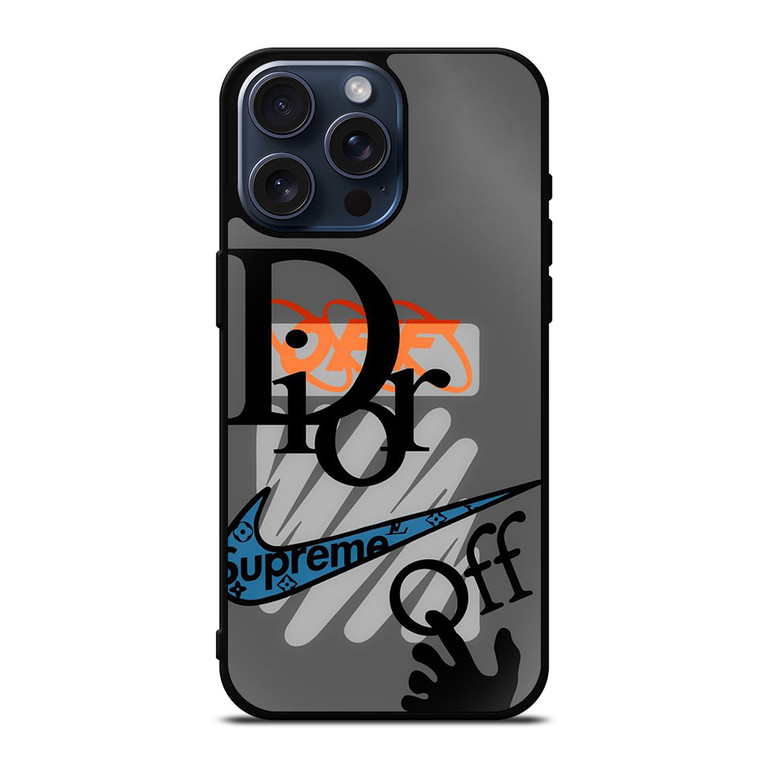 DIOR SUPREME OFF WHITE NIKE LOGO iPhone 15 Pro Max Case Cover