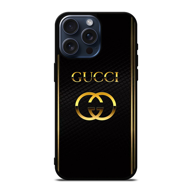 GUCCI LOGO BLACK GOLD iPhone 15 Pro Max Case Cover