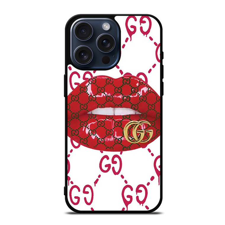 GUCCI LOGO LIPS RED WHITE ICON iPhone 15 Pro Max Case Cover