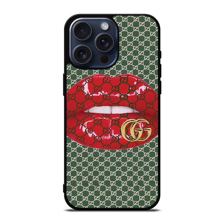 GUCCI LOGO PATTERN LIPS ICON iPhone 15 Pro Max Case Cover