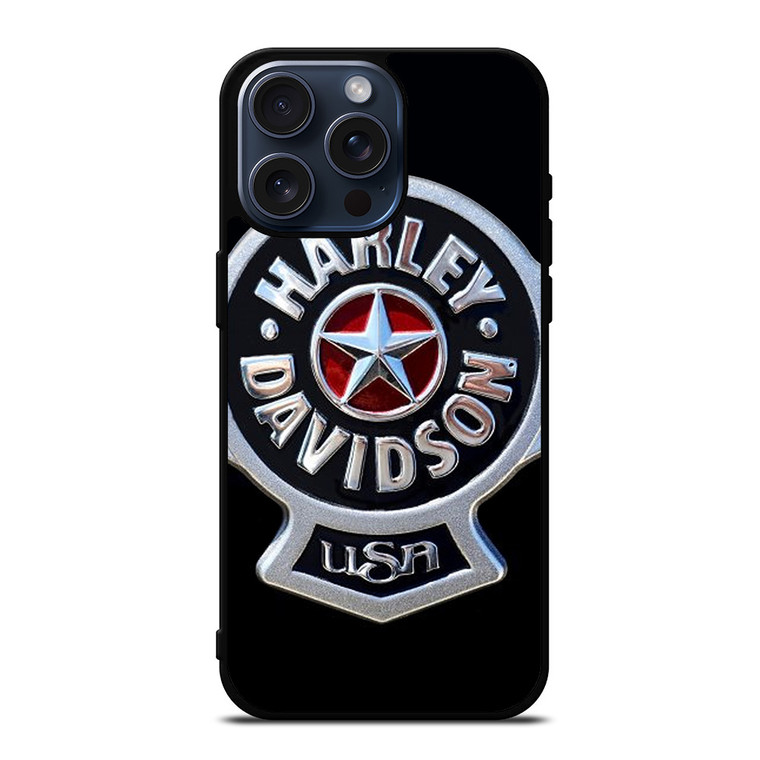 HARLEY DAVIDSON USA METAL EMBLEM iPhone 15 Pro Max Case Cover HARLEY DAVIDSON USA METAL EMBLEM iPhone 15 Pro Max Case Cover