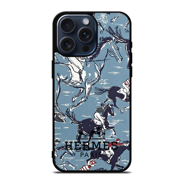 HERMES PARIS PATTERN HORSE iPhone 15 Pro Max Case Cover