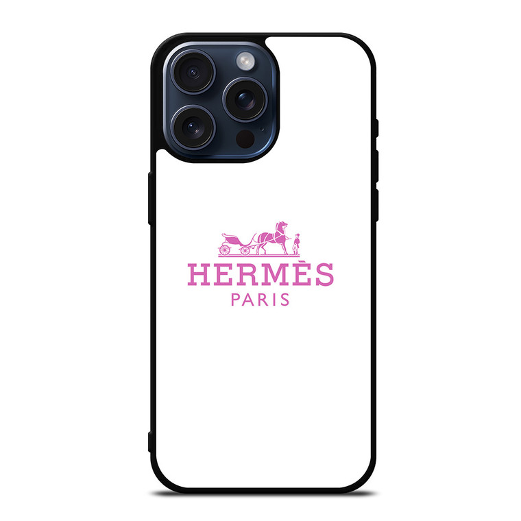 HERMES PARIS PINK LOGO iPhone 15 Pro Max Case Cover