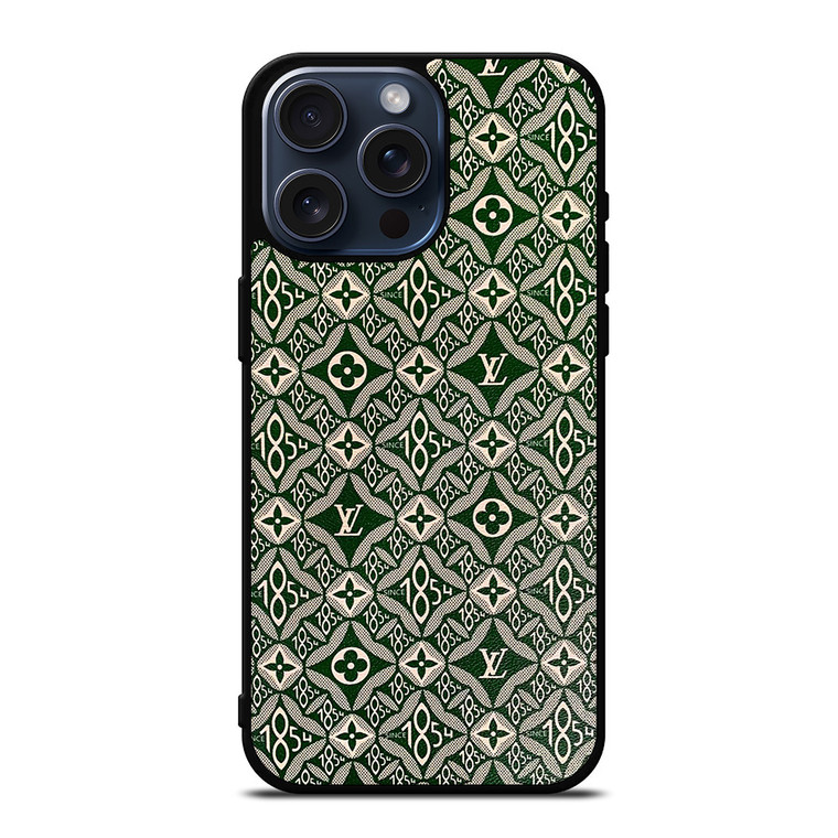 LOUIS VUITTON LOGO LV GREEN PATTERN SINCE 1854 iPhone 15 Pro Max Case Cover