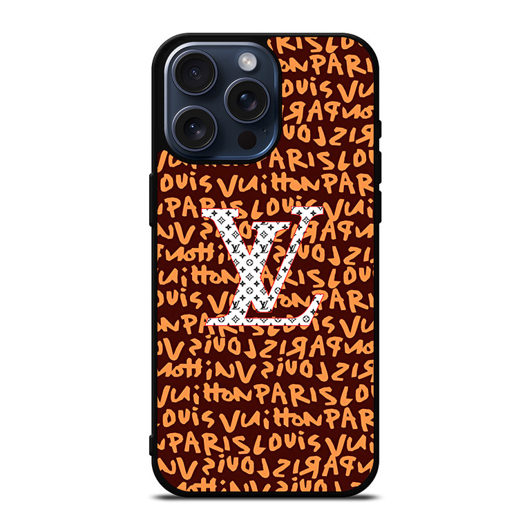 LOUIS VUITTON LV PARIS PATTERN LOGO BROWN iPhone 15 Pro Max Case Cover