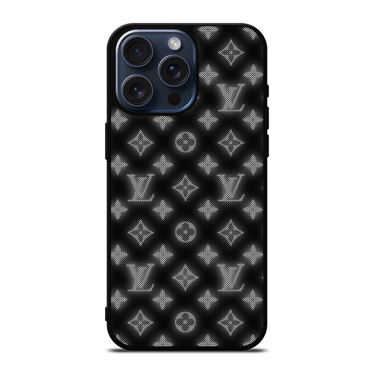 LOUISE VUITTON LOGO PATTERN BLACK WHITE iPhone 15 Pro Max Case Cover