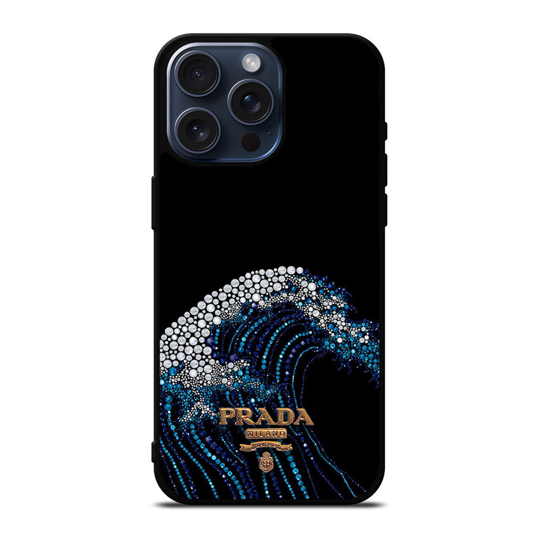 PRADA LOGO DIAMOND WAVE iPhone 15 Pro Max Case Cover PRADA LOGO DIAMOND WAVE iPhone 15 Pro Max Case Cover