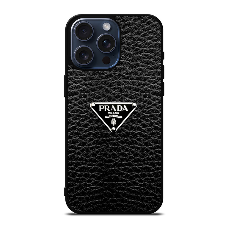 PRADA MILANO BLACK LEATHER iPhone 15 Pro Max Case Cover