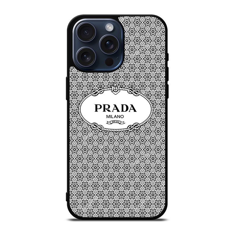 PRADA MILANO PATTERN iPhone 15 Pro Max Case Cover PRADA MILANO PATTERN iPhone 15 Pro Max Case Cover