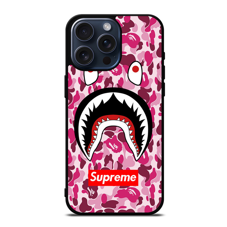 SUPREME BAPE CAMO SHARK iPhone 15 Pro Max Case Cover SUPREME BAPE CAMO SHARK iPhone 15 Pro Max Case Cover