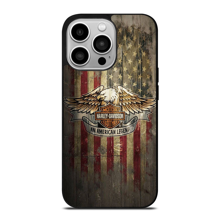 HARLEY DAVIDSON MOTORCYCLES USA WOOD LOGO  iPhone 14 Pro Case Cover