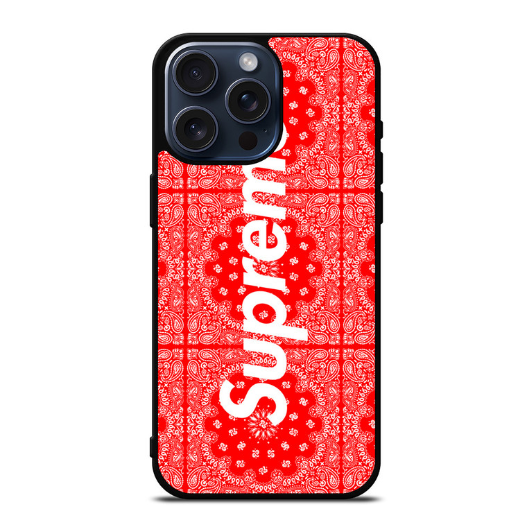 SUPREME RED BANDANA iPhone 15 Pro Max Case Cover