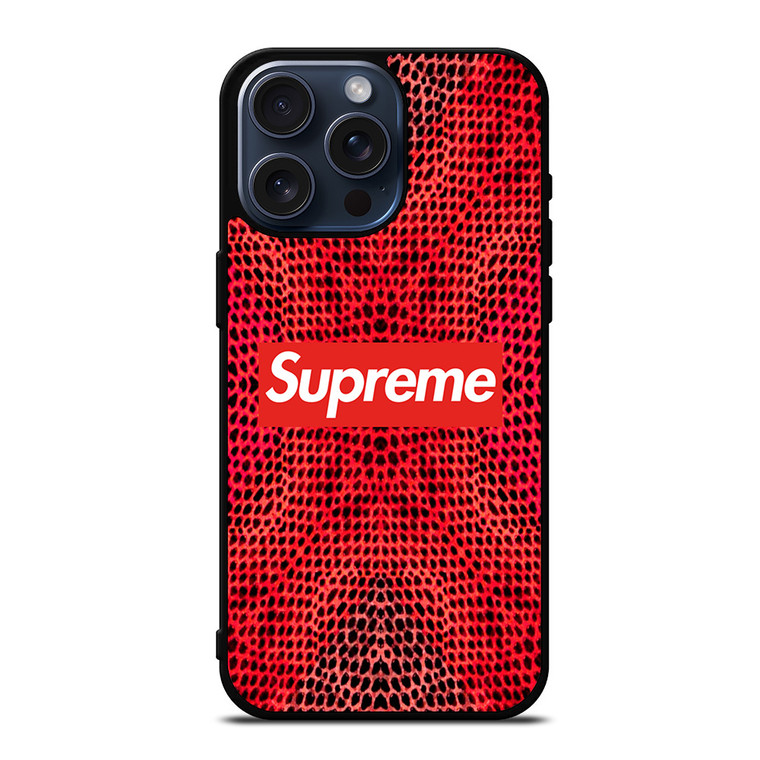 SUPREME RED SNAKE SKIN iPhone 15 Pro Max Case Cover