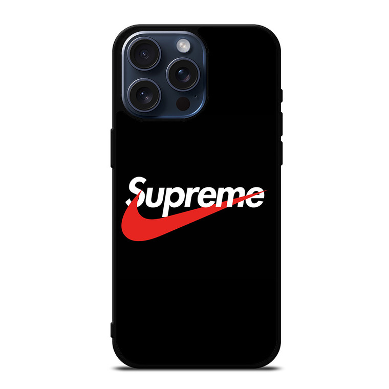 SUPREME X NIKE BLACK LOGO iPhone 15 Pro Max Case Cover
