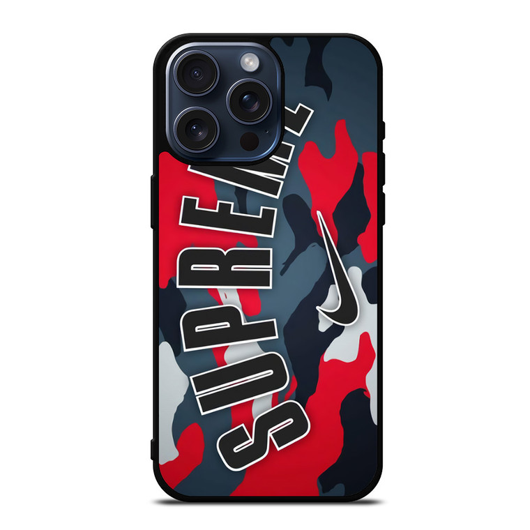 SUPREME X NIKE RED CAMO iPhone 15 Pro Max Case Cover