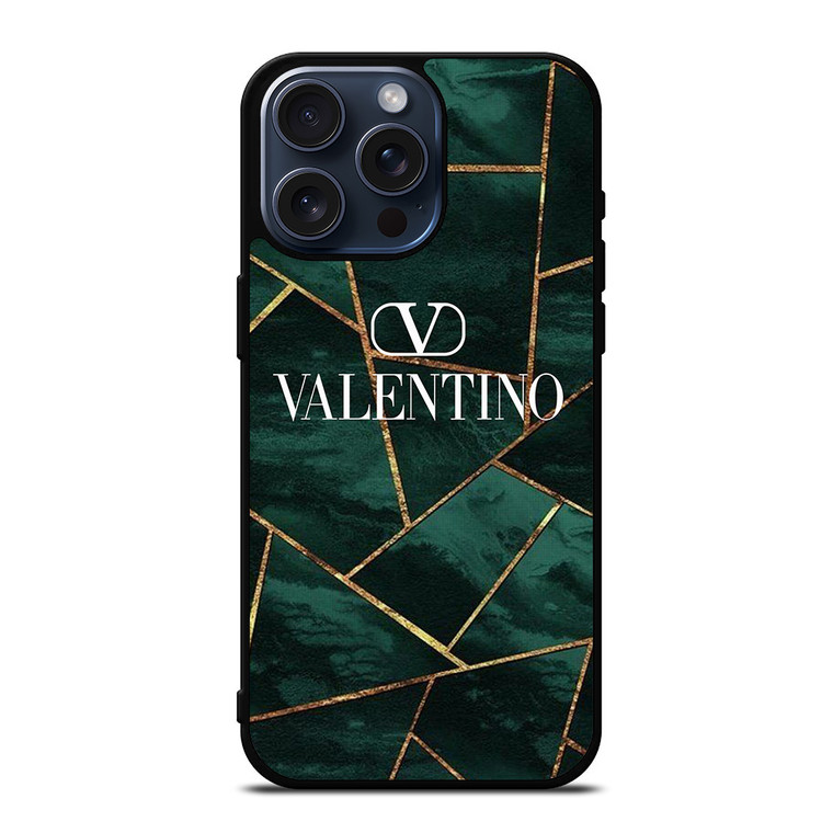 VALENTINO LOGO GREEN MARBLE iPhone 15 Pro Max Case Cover