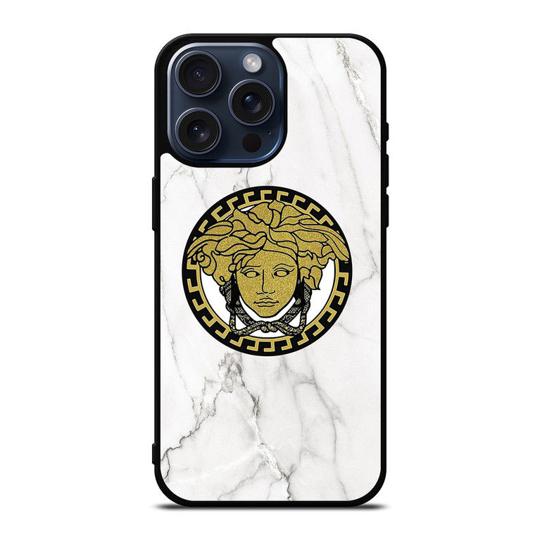VERSACE GOLDEN LOGO ICON MARBLE iPhone 15 Pro Max Case Cover