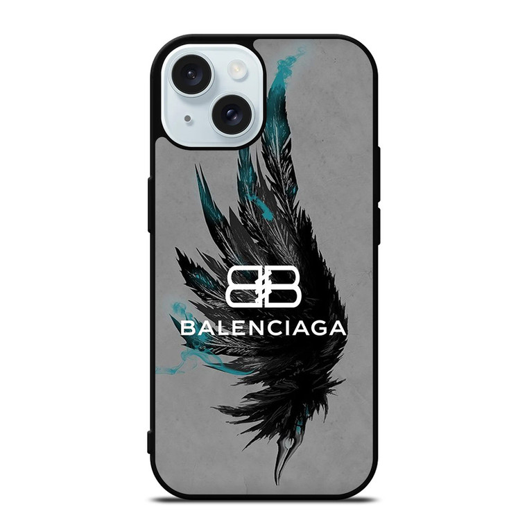 BALENCIAGA LOGO BLACK WING iPhone 15 Case Cover