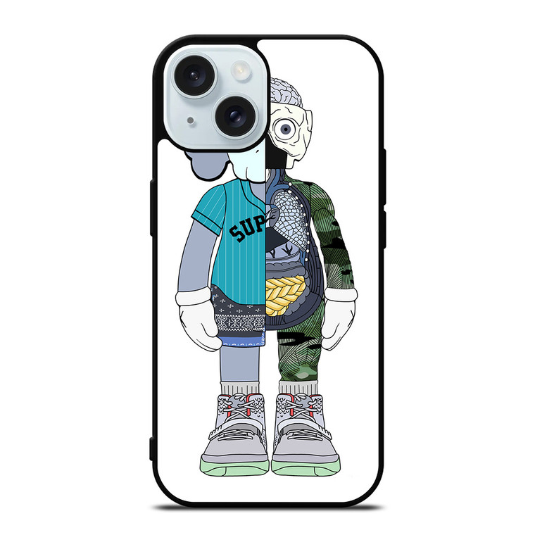 BEARBRICK X SUPREME X KAWS iPhone 15 Case Cover BEARBRICK X SUPREME X KAWS iPhone 15 Case Cover