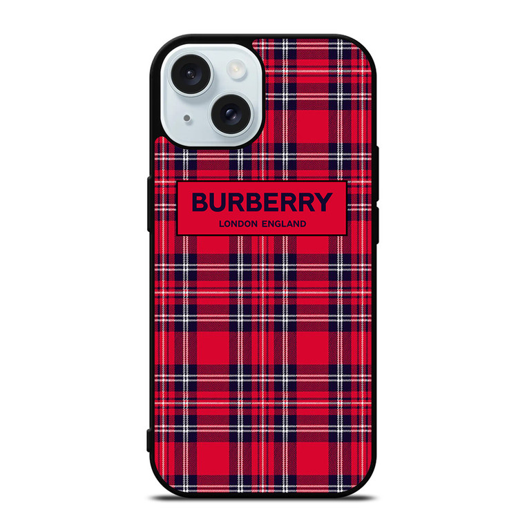 BURBERRY LONDON ENGLAND RED PATTERN iPhone 15 Case Cover