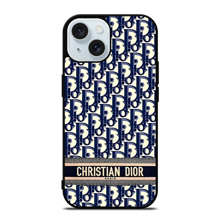 CHRISTIAN DIOR PARIS LOGO PATTERN iPhone 15 Case Cover