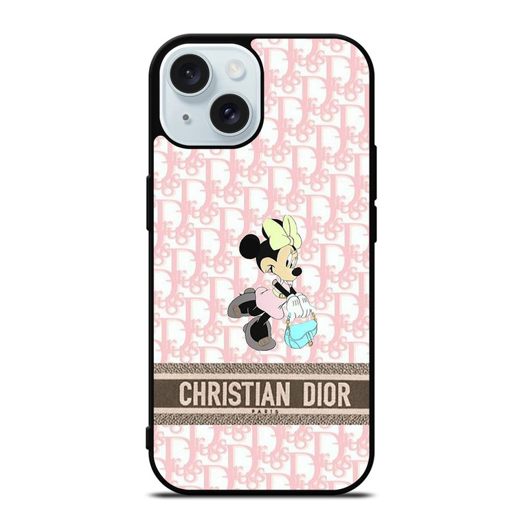 CHRISTIAN DIOR PARIS PINK MINNIE MOUSE DISNEY iPhone 15 Case Cover