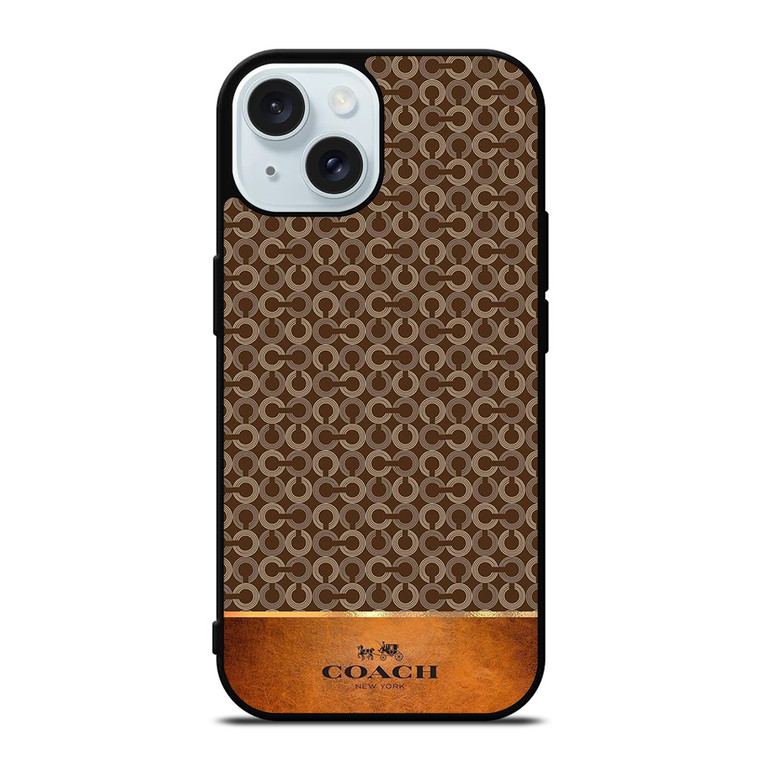 COACH NEW YORK LOGO PATTERN BROWN iPhone 15 Case Cover