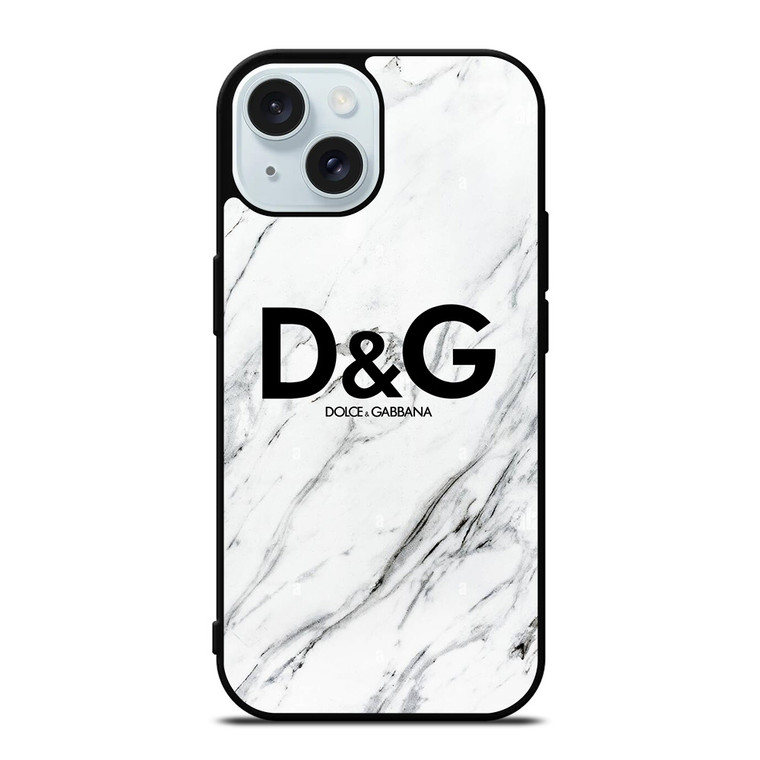 DOLCE AND GABBANA D&G LOGO MARBLE iPhone 15 Case Cover