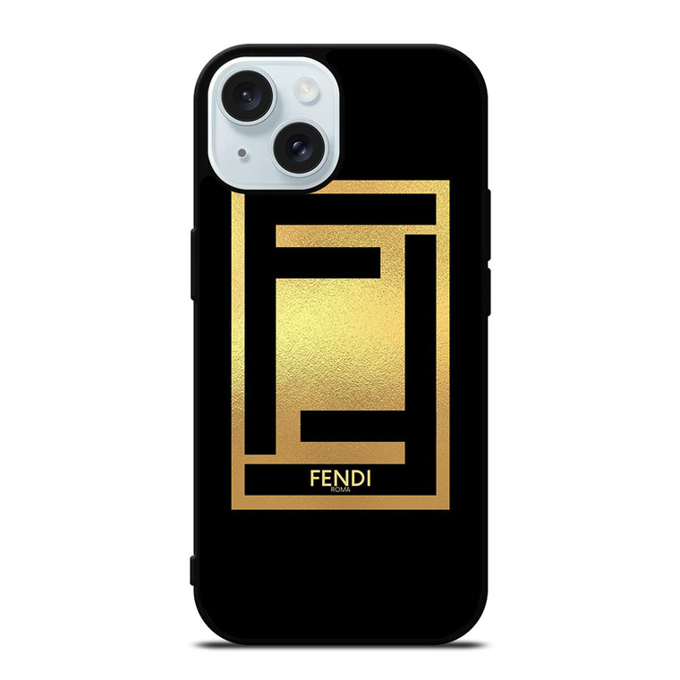 FENDI ROMA LOGO GOLD iPhone 15 Case Cover