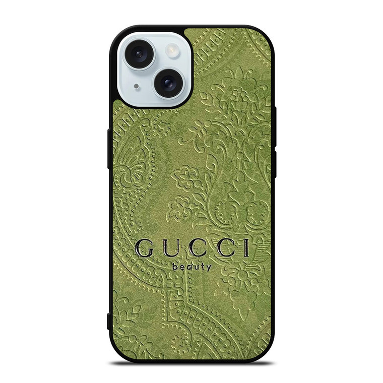 GUCCI BEAUTY GREEN CARVING iPhone 15 Case Cover