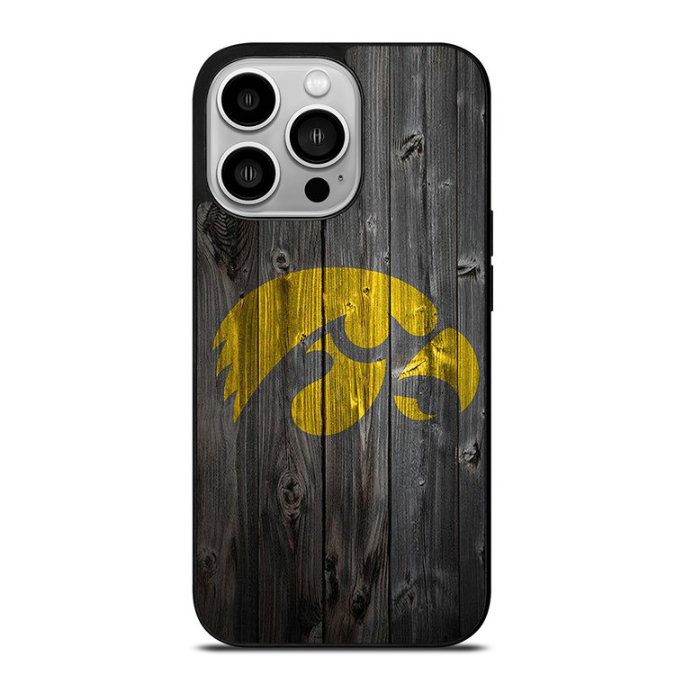 IOWA HAWKEYES WOOD LOGO  iPhone 14 Pro Case Cover
