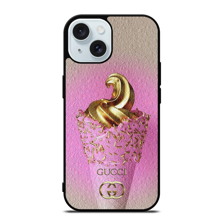 GUCCI LOGO GOLDEN ICE CREAM ICON iPhone 15 Case Cover