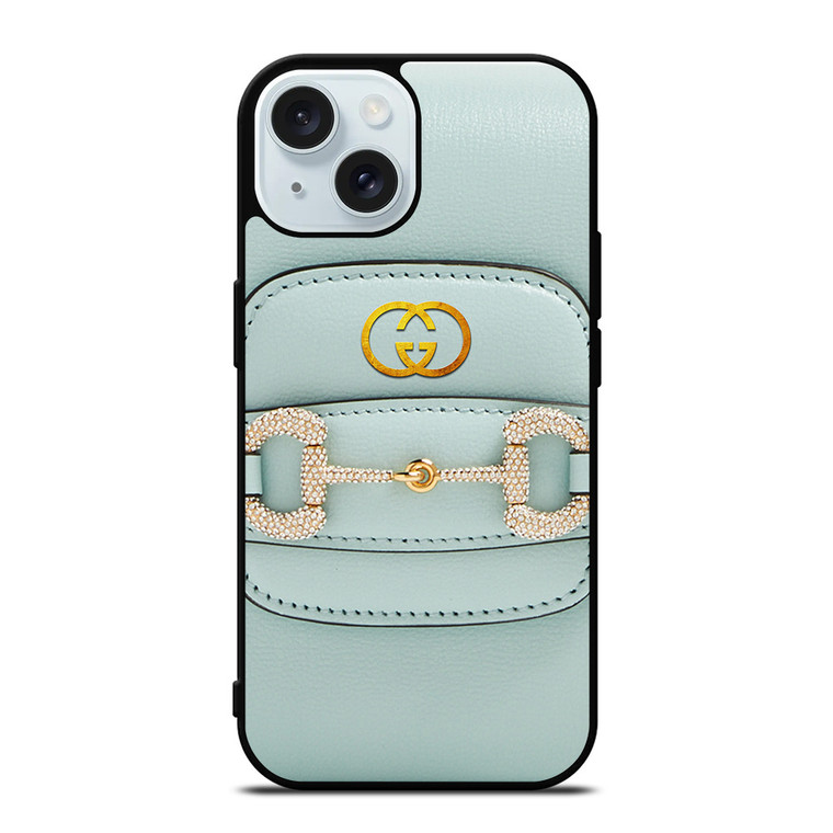 GUCCI LOGO LIGHT BLUE iPhone 15 Case Cover
