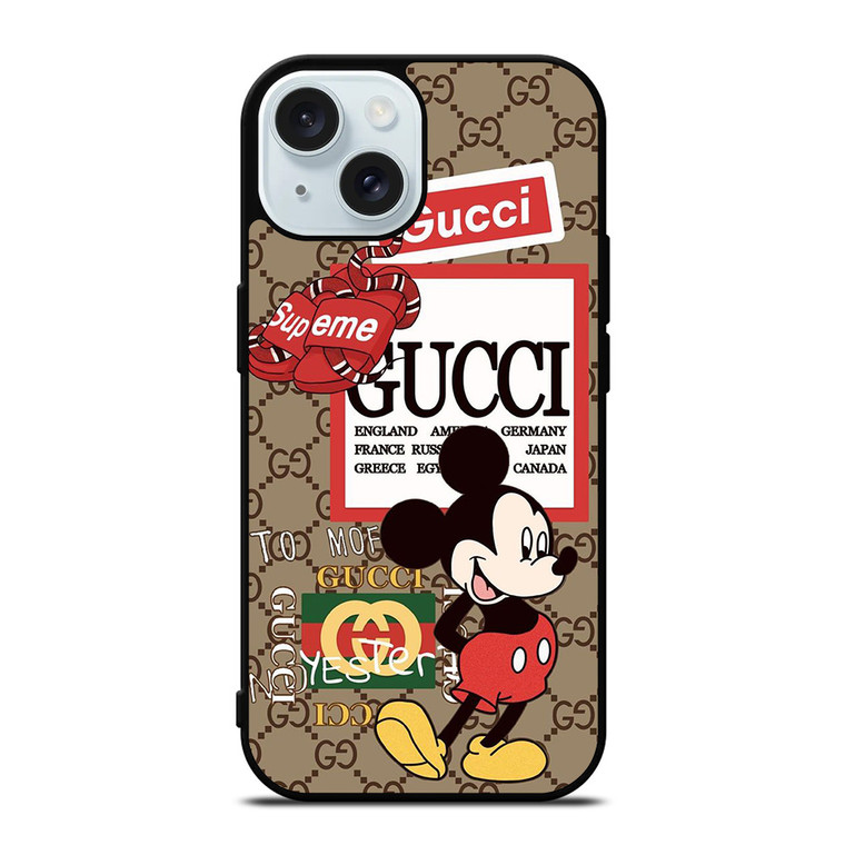 GUCCI X SUPREME X DISNEY MICKEY MOUSE ICON iPhone 15 Case Cover