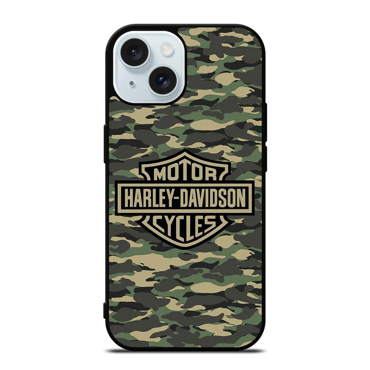 HARLEY DAVIDSON MOTORCYCLES LOGO COMPANY CAMO iPhone 15 Case Cover
