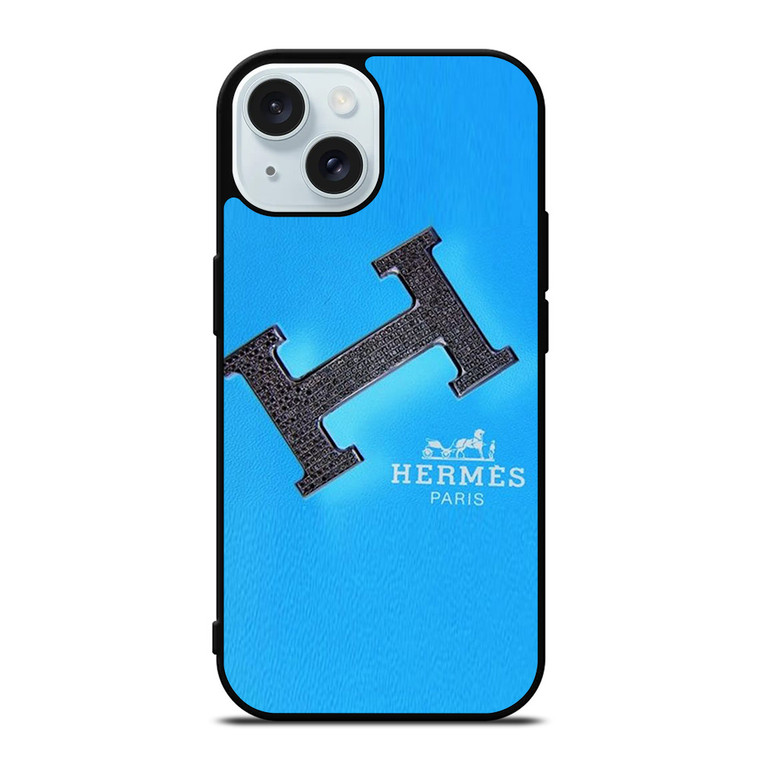 HERMES LOGO FASHION BLUE iPhone 15 Case Cover