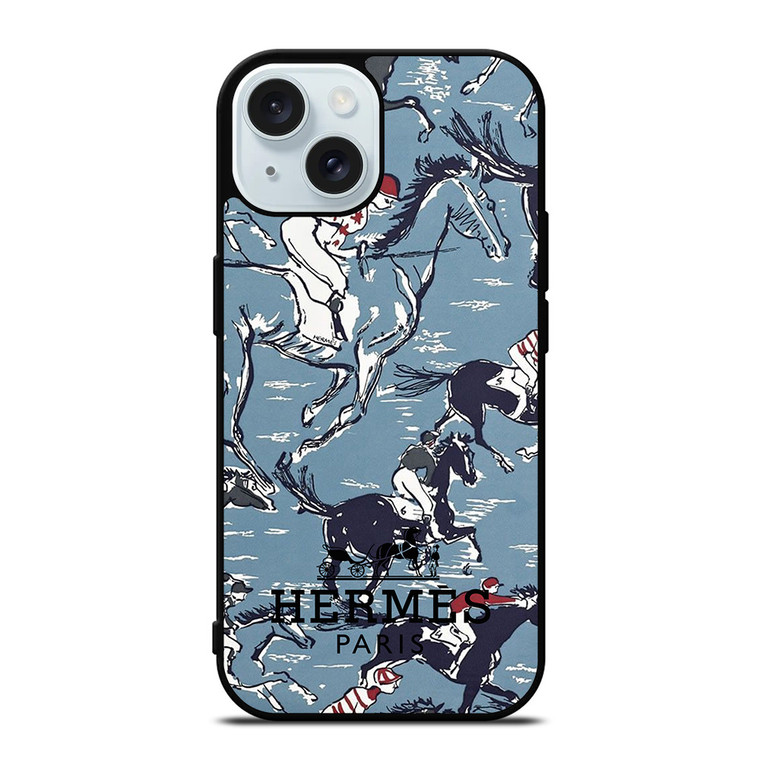 HERMES PARIS PATTERN HORSE iPhone 15 Case Cover