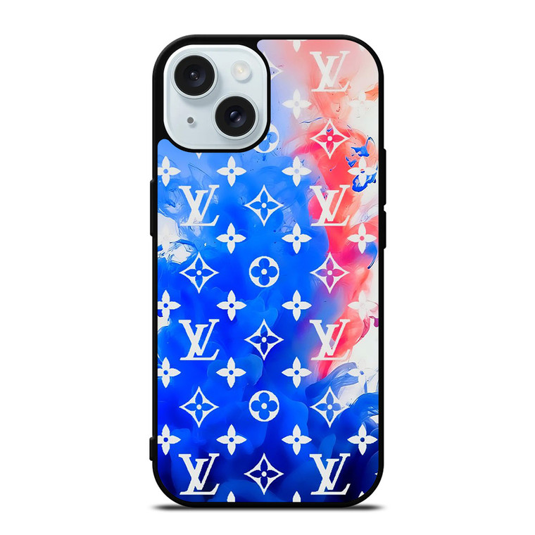 LOUIS VUITTON LV LOGO PATTERN BLUE RED iPhone 15 Case Cover