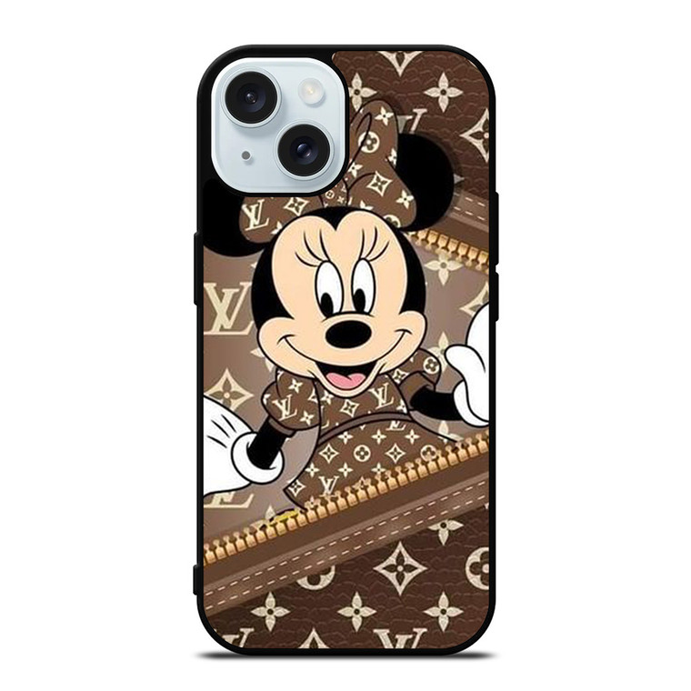 LOUIS VUITTON LV ZIPPER BROWN X MINNIE MOUSE DISNEY iPhone 15 Case Cover