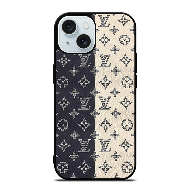 LOUIS VUITTON PATTERN BLACK AND WHITE iPhone 15 Case Cover